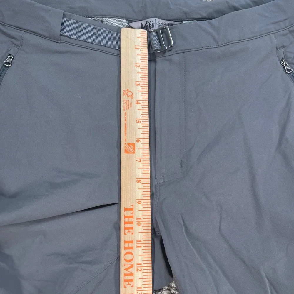 REI Co-op Men's Hiking Pants 34x30 Gray Stretch Nylon Technical Trail Trousers